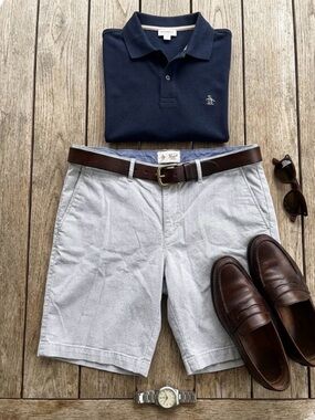 Original Penguin Light Gray Flat Front Men's Shorts